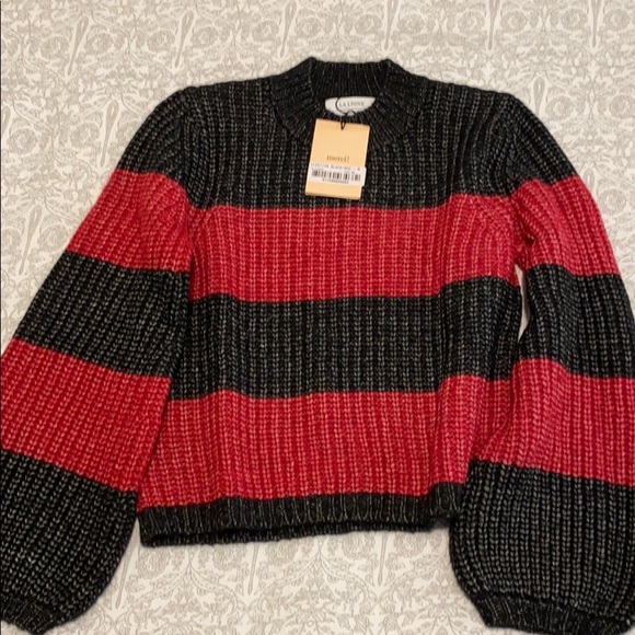 LA LIGNE Colorblock Balloon Sleeve Crop Sweater - Picture 4 of 6